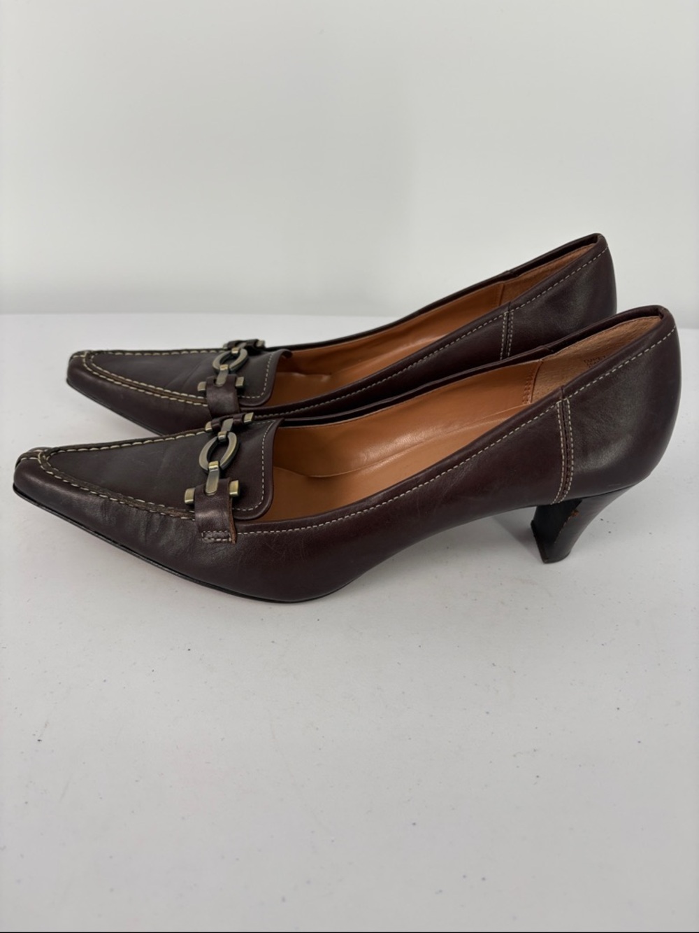 🦕 Circa Joan & David Brown Leather MidHeel Loafers
